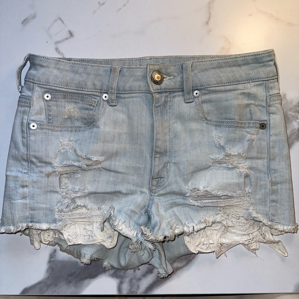 Crochet detail Jean shorts
